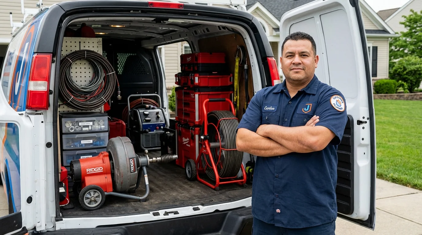 Professional drain cleaning equipment and Johns Plumbing LLC plumber in Apache