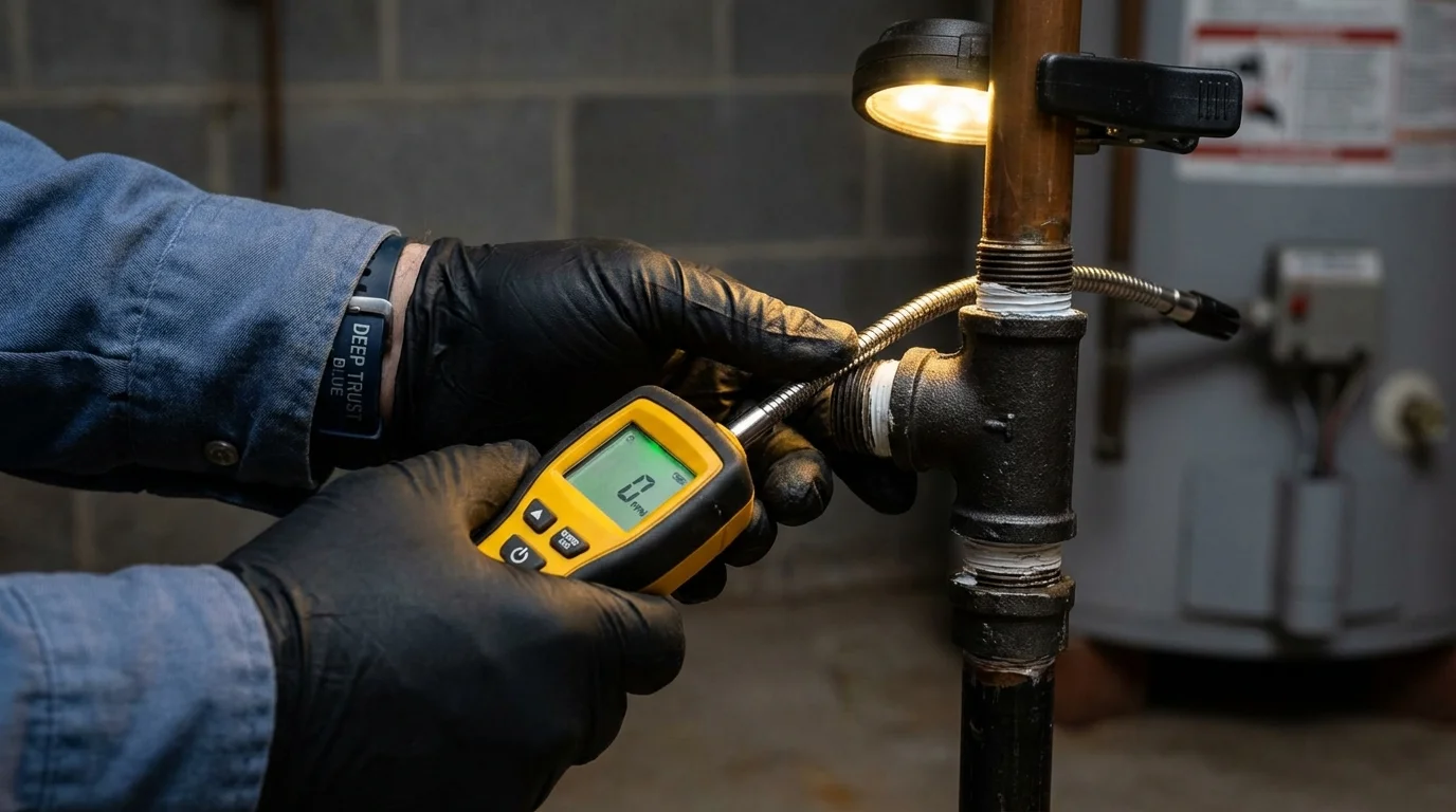 Gas leak detection with electronic sniffer by Johns Plumbing LLC in Apache