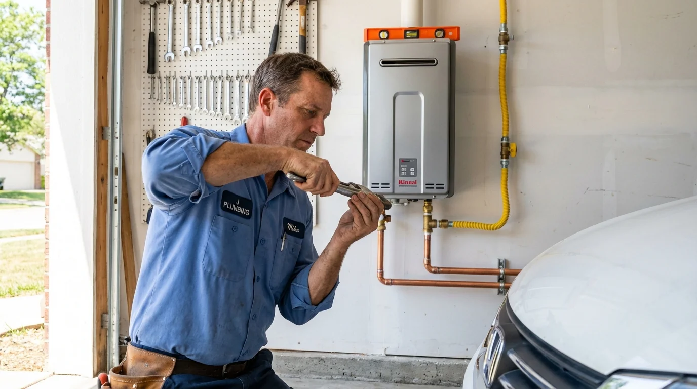 Tankless water heater installation by a Johns Plumbing LLC plumber in Apache